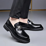 Hnzxzm Spring Autumn Fashion Slip-on Thick Sole Leather Male Loafers Designer New British Style Retro Men's Dress Shoes