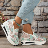 Hnzxzm Embroidery Thick Platform Sneakers Women Autumn Breathable Mesh Loafers Woman Plus Size 42 Slip On Wedge Heels Casual Shoes