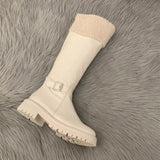 Hnzxzm Winter Women Knee High Boots Fashion Short Plush Knight Long Booties Concise Thick Heel Cotton Shoes