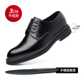 Hnzxzm 8cm Heel Spring Autumn Men's Leather Dress Shoes Fashion Casual New Designer Hollow Height Casual Platform Shoes Man