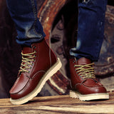 Hnzxzm Winter Velvet Warm Outdoor Work Leather Shoes Brand Western Cowboy Boots Soft Soled Comfortable Lace Up Fashion Desert Boots