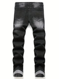 Hnzxzm Men's Jeans Casual Straight Stretch Fashion Classic Blue Black Work Denim Trousers Male Brand Clothing