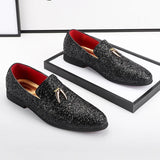 Hnzxzm Men's Casual Shoes Men Fashion Sequins Bling Glitter Party Wedding Flats Mens Light Comfortable Driving Loafers Moccasins