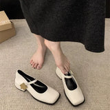 Hnzxzm 2024 Autumn New Women Fashion Square Toe Close Toe Ankel Strap Mules Ladies Elegant Mary Jane Ballet Shoes Mid Heel Dress Pumps