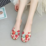 Hnzxzm Slides Kawaii Shoes Round Toe Cute Women's Slippers and Ladies Sandals Mules Summer 2024 Flat Outside Comfortable Elegan Y 39 W