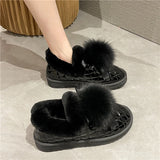 Hnzxzm Winter New Women's Ankle Boots with Plush and Thickened Snow Boots Plush Outdoor Warm Casual Cotton Shoes