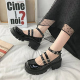 Hnzxzm Spring Thick Heels Platform Mary Janes Women Sweet Lovely Ankle Strap Lolita Shoes Woman Patent Leather High Heels Pumps