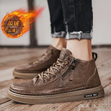 Hnzxzm - Men&#39;s Boots Winter Cotton Shoes High-top Fashion Casual Shoes Trend  Boots Flat Shoes Korean Version Tooling Shoes Student