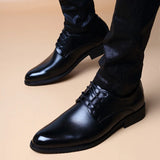 Hnzxzm Men Wedding Leather Business Men's Dress Pointed Casual Youth British Style Inner Heightening Spring 2024 New Arrivals Shoes