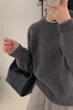 Hnzxzm High-grade ~ Autumn Cashmere Sweater Women's Crewneck Sweater Loose Pullover Wool Knit Bottom Sweater Lazy Wind Top