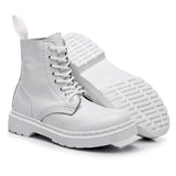 Hnzxzm Men's Genuine Leather Boots White Couple Models Wear-resistant Round Toe Breathable Non-slip Casual Trend All-match 35-46