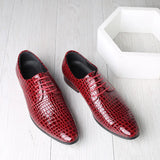 Hnzxzm Autumn Spring Classic Derby Shoes for Men Leather Crocodile Pattern Dress Lace-up Casual Business Wedding Party Comfortable