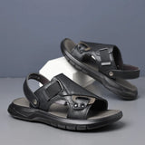 Hnzxzm Leather Men Sandals Outdoor Summer Men's Sandals Slippers Beach Casual Shoes Non-Slip Luxury Shoes Men