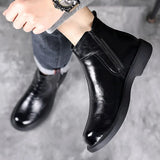 Hnzxzm Fashion Genuine Leather Ankle Boots for Men Autumn Winter Velvet Warm Men's Chelsea Boots New Designer Casual Dress Shoes Man