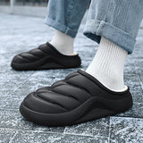 Hnzxzm Men's Plush Slippers Black Fashionable Winter Indoor Home Shoes Women's Slippers Waterproof and Warm Plush Couple Slippers