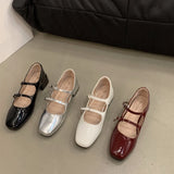 Hnzxzm Mary Jane Shoes for Women 2024 Retro Medium Heel Women's Single Shoes Fashion Gloss Soft Comfort Ballet Shoes Zapatos De Mujer