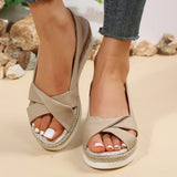 Hnzxzm Fashion Peep Toe Wedge Sandals for Women Summer Lightweight Platform Gladiator Shoes Woman Plus Size Non Slip Beach Sandals