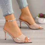 Hnzxzm Sexy Nude Super High Heels Sandals Women 2024 Summer Pointed Toe peep toe sandals Woman Patent Leather Thin Heeled Party Shoes