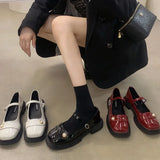 Hnzxzm Women's Summer Footwear Red Mary Jane Japanese Style Lolita Pearl Gothic Shoes for Woman Black Wholesale on Offer Lastest A