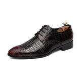 Hnzxzm High Quality Men's Croc Print Men's Leather Shoes Lace Up Wedding Party Shoes Men's Business Office Oxford Flats Large Size