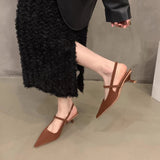 Hnzxzm Spring New Brand Women Sandal Fashion Pointed Toe Shallow Slip On Slingback Shoes Thin Med Heel Outdoor Dress Mu