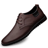 Hnzxzm New Men Casual Leather Shoes Fashion Brand Classic Men  Leather Shoes Brown/Black Hot Sale Breathable Business Lace-Up Men Shoes