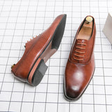 Hnzxzm Luxury High Quality Men Shoes Fashion Casual Shoes Male Pointed Oxford Wedding Leather Dress Shoes Men Gentleman Office Shoes