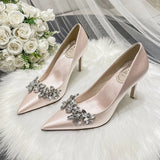 Hnzxzm Luxury Rhinestone High Heels Crystal Bridal Shoes Wedding Shoes Women's Elegant Stiletto Heels for Wedding Bridesmaid Shoes