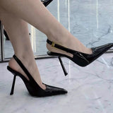 Hnzxzm Sexy High Heels Women Sandals Pointed Toe Shallow Fashion Shoes New Designer Slingback Slides 2024 Autumn Elegant Femme Zapatos