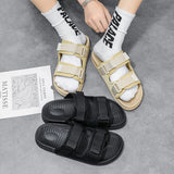 Hnzxzm Mens Sandals Summer Genuine Leather Sandals Men Outdoor Casual Lightweight Sandal Fashion Men Sneakers Size 39-45