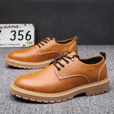 Hnzxzm Autumn Winter New Designer Platform Shoes Men Big Head Cow Leather Work Shoe Male Beef Tendon British Vintage Men's Shoes