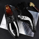 Hnzxzm Casual Business Shoes for Men Dress Shoes Lace Up Formal Black PU Leather Brogue Shoes for Male Wedding Party Office Oxfords