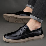 Hnzxzm New Lace Up Leather Shoes Men Loafers Soft Comfortable Mens Business Shoes Flat Casual Footwear Men Warm Brand Oxford Shoes