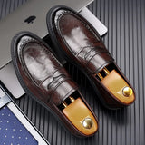 Hnzxzm Luxury Brand Business Leather Shoes Loafers for Men Thick Soled Shoes Man Moccasin Handmade Slip on Dress Shoes Men Party