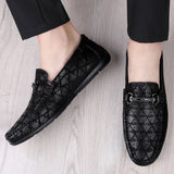 Hnzxzm New Black Loafers Men's Leather High Quality Designer Men's Shoes Leather Shoes Soft Sole Comfortable Casual Shoes Moccasin