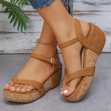 Hnzxzm Clip Toe Wedges Rome Sandals Women 2024 Summer Ankle Buckle Platform Sandalias Mujer Pu Leather Chunky Platform Gladiator Shoes