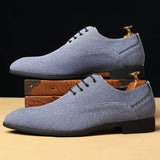 Hnzxzm New Men Dress Shoes Lace-up Round Toe Oxfords Blue Gray Business Handmade Wedding Shoes  Size 38-48 Mens Shoes