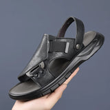 Hnzxzm Leather Men Sandals Outdoor Summer Men's Sandals Slippers Beach Casual Shoes Non-Slip Luxury Shoes Men