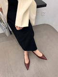 Hnzxzm Pointed Toe Women Loafers 2024 New Arrivals Autumn Spring Dress Shoes Casual Fashion Laies Low Heeled Solid Color Black Gold 39