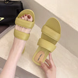 Hnzxzm Summer on Beach Women's Slippers and Ladies Sandals Open Toe Slides Low Heel Shoes Outside Green Normal H Sandal I B Offer