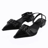 Hnzxzm Sandals for Women with Low Heels Square Summer Closed Ladies Shoes Pointed Toe Footwear Strap Beige Korea on Offer Vintage