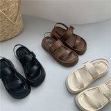 Hnzxzm New Gladiator Summer Sandals Fashion Platform Flats Elegant Open Toe Ankle Strap Dress Shoes