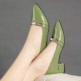 Hnzxzm Women Cute Sweet High Quality Green Slip on Heel Pumps for Party Ladies Casual Comfort Shoes