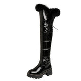 Hnzxzm Warm Fur Plush Down Snow Boots Women 2024 Winter Long Shoes Platform Waterproof Fashion Over the Knee Boots Female White Black