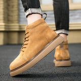 Hnzxzm Genuine Leather Men's Ankle Boots British Style Casual Sneakers Men Leather Shoes Winter Boots Fashion Men Sports Shoes