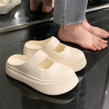 Hnzxzm Woman Slippers Height Shoes for Women 2024 Job Sandals Outside White Slides Mules Summer Round Toe Footwear Small Size Normal B