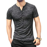 Hnzxzm Summer New American Fashion Casual Men Short Sleeve T-shirt Simple Versatile Male Clothes Basic Bottoming Thin Slim V-neck Tops