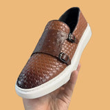 Hnzxzm New Brown Men's Vulcanize Shoes Double Buckle Monk Shoes Black  Slip-On Lazy Shoes Handmade  Free Shipping Men Casual Shoes