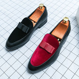 Hnzxzm Loafers Men Slip on Red Moccasins Mens pointed Toe Leather Shoes Bow Tie Fashion Casual Shoes Wedding Evening Dress Prom Shoes