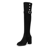 Hnzxzm Women Over The Knee Boots Suede Sexy High Heels Ladies Buckle Long Boots New Warm Female Shoes Slim Thigh High Boots Party Pumps